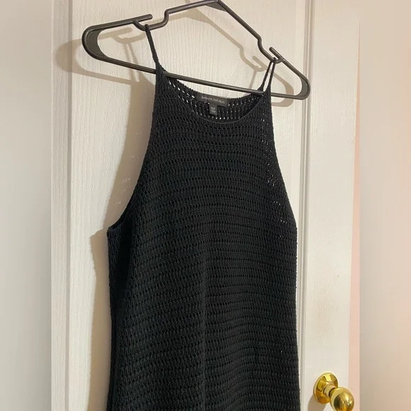 Banana Republic Knit Cotton Beachy Spaghetti Strap Mini Black Dress Size Small - Picture 3 of 7
